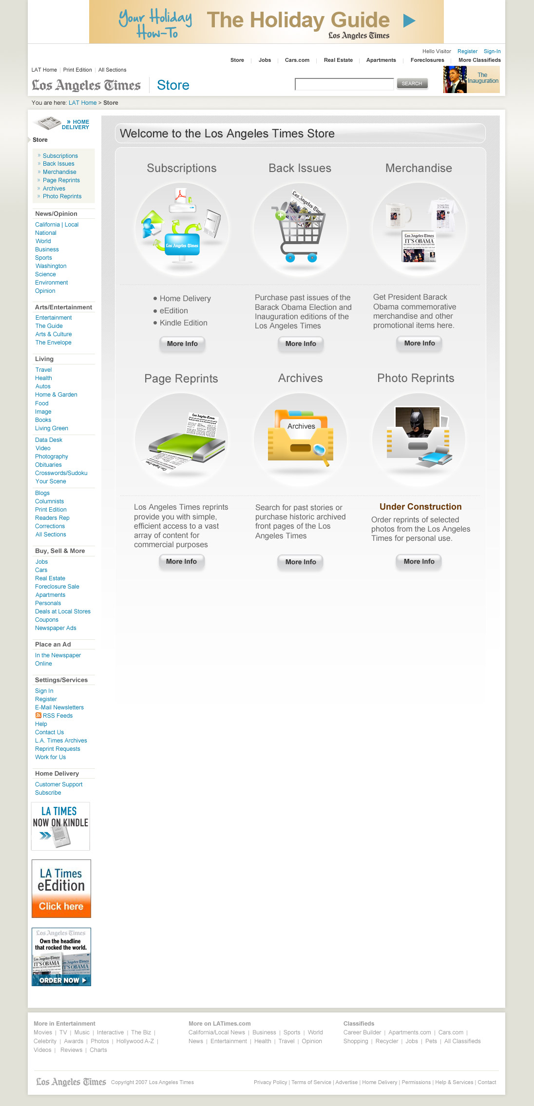 LA Times - Store Landing Page